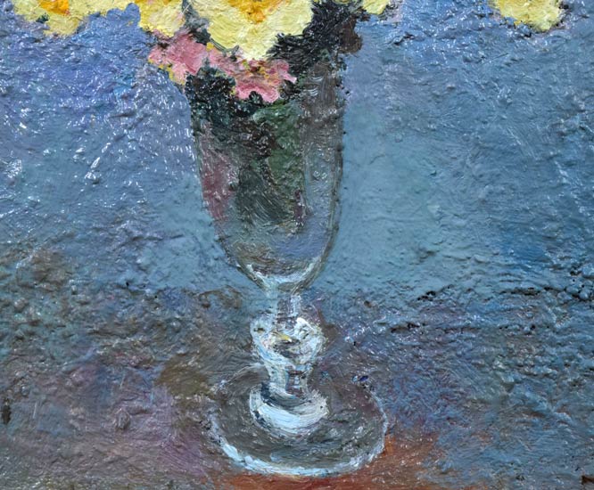 森本三郎「花」油絵・F3号 拡大画像2