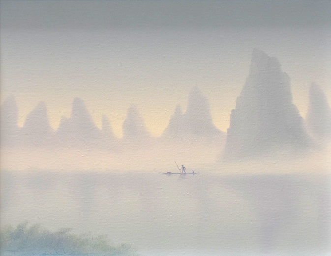 森田哲隆「奇峰松林」油絵・F6号 作品全体拡大画像