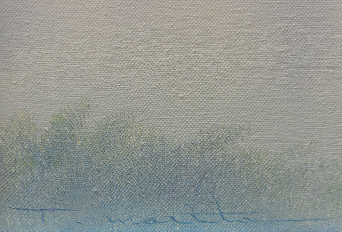 森田哲隆「奇峰松林」油絵・F6号 サイン拡大画像