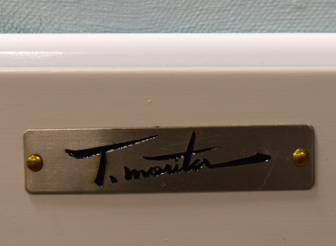 森田哲隆「奇峰松林」油絵・F6号 拡大画像2(プレート)