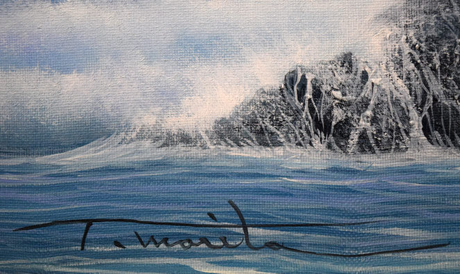 森田哲隆「積丹岬(女郎子岩)」油絵・F50号 サイン拡大画像