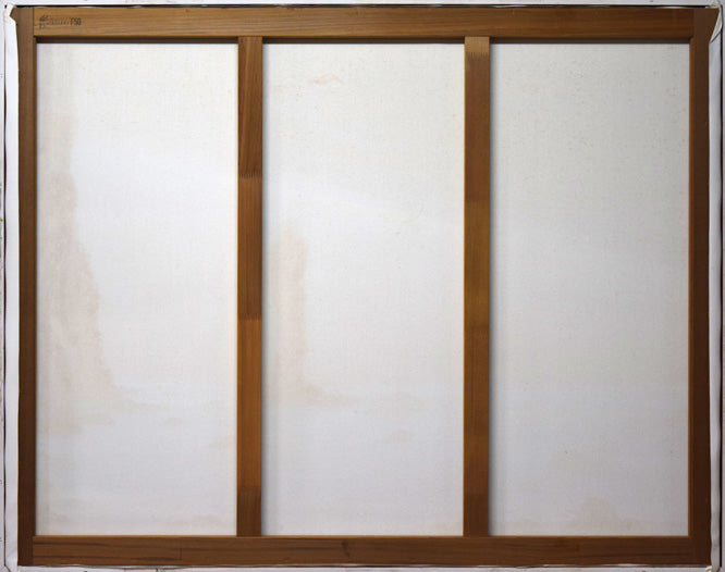 森田哲隆「積丹岬(女郎子岩)」油絵・F50号 キャンバス裏側画像