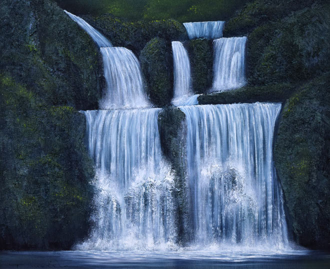 森田哲隆「関之尾滝(宮崎県都城)」油絵・F8号 作品全体拡大画像