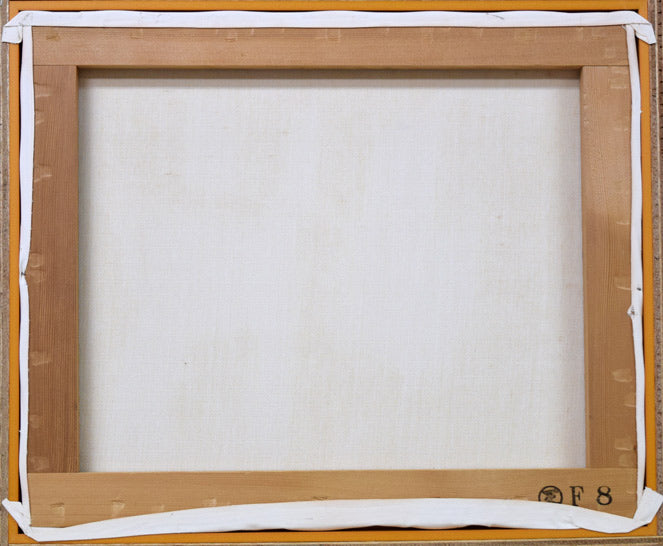 森田哲隆「関之尾滝(宮崎県都城)」油絵・F8号 キャンバス裏側画像