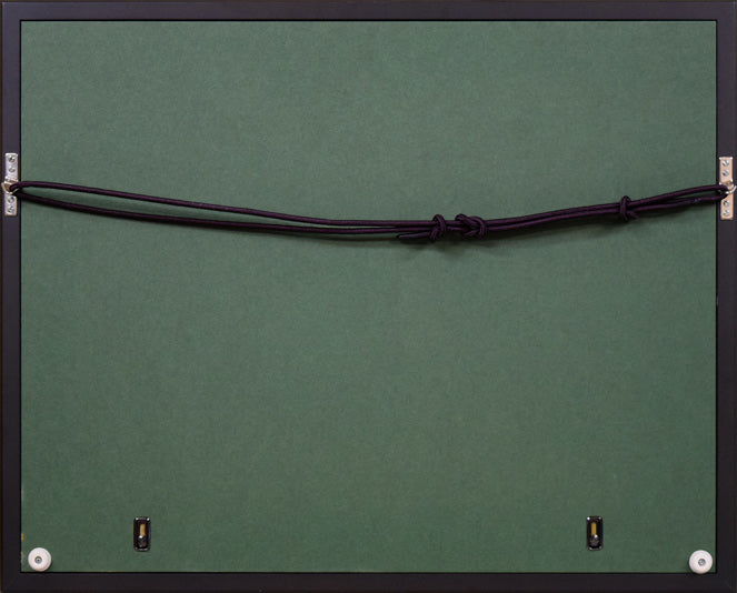 棟方志功「貧乏の美(火の願ひ板画柵より)」板画に裏手彩 額縁裏側画像