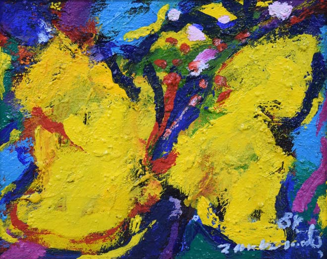 村元俊郎「花」油絵・F3号 作品全体拡大画像