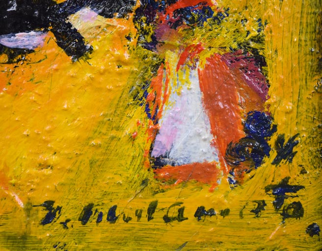 村元俊郎「セニョリータ」油絵・F6号 年記(1984年作)、サイン拡大画像