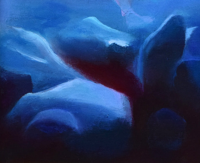 村瀬真治「オホーツク流氷 あかつき」油絵・F3号 拡大画像2