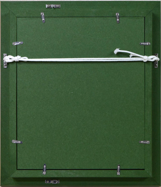 村瀬真治「オホーツク流氷 あかつき」油絵・F3号 額縁裏側画像