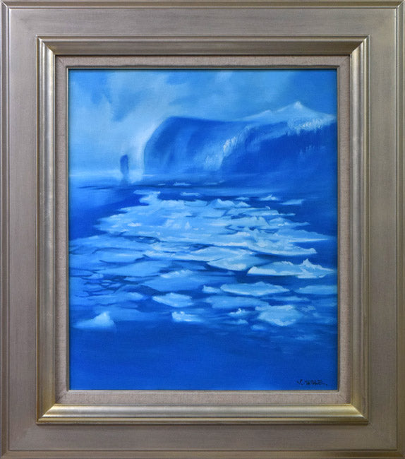 村瀬真治「オホーツク流氷・知床の春」油絵・F8号