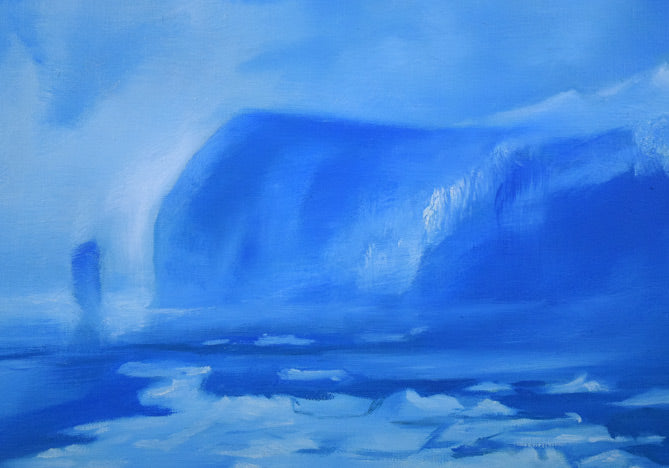 村瀬真治「オホーツク流氷・知床の春」油絵・F8号 拡大画像1