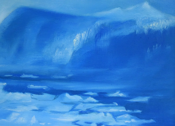 村瀬真治「オホーツク流氷・知床の春」油絵・F8号 拡大画像2