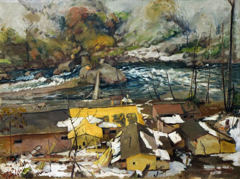 村田丹下「層雲峡」油絵・P12号 全体拡大部分