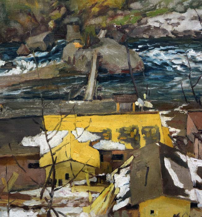 村田丹下「層雲峡」油絵・P12号 拡大部分1