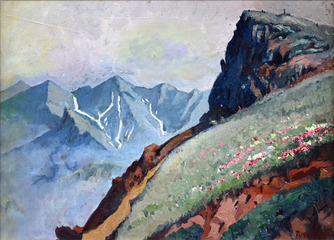 村田丹下「大雪山黒岳」油絵・P8号 作品全体拡大画像