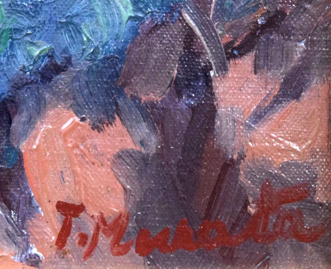 村田丹下「大雪山黒岳」油絵・P8号 サイン部分拡大画像