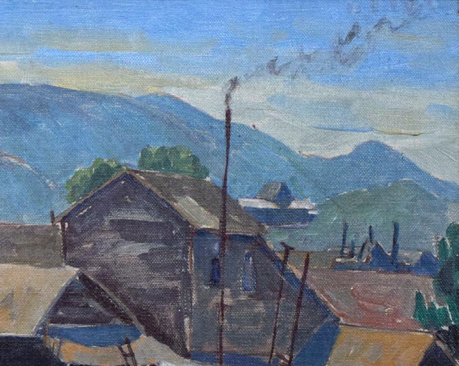 村田丹下「室蘭風景」油絵・P8号 拡大画像3