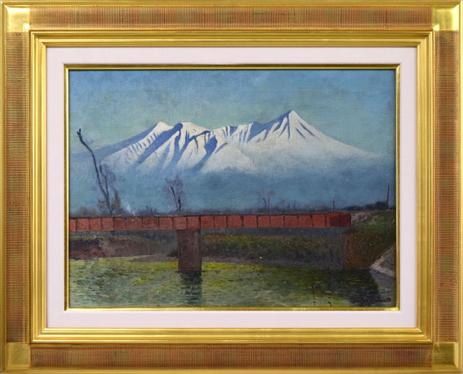村田丹下「大雪山」油絵・P8号 絵画買取・販売の小竹美術