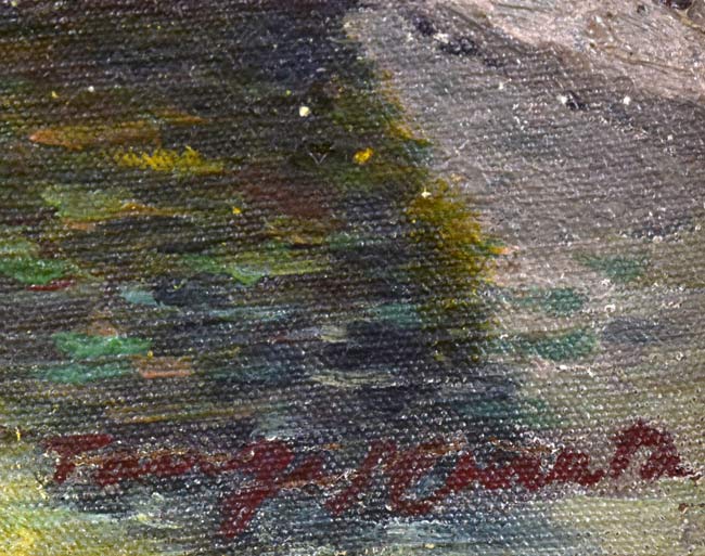 村田丹下「大雪山」油絵・P8号 サイン部分拡大画像