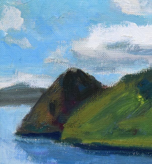 村田省蔵「洞爺湖」油絵・F3号 拡大画像1