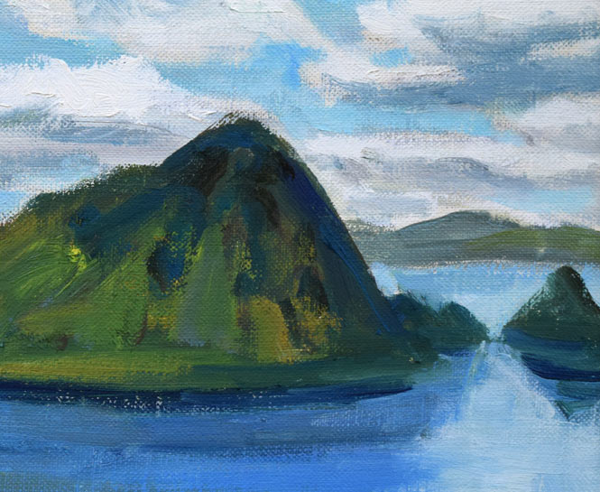 村田省蔵「洞爺湖」油絵・F3号 拡大画像2