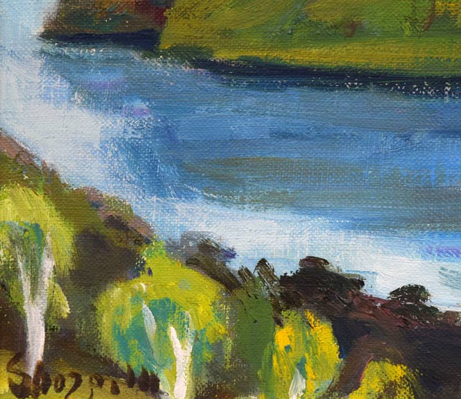 村田省蔵「洞爺湖」油絵・F3号 拡大画像3