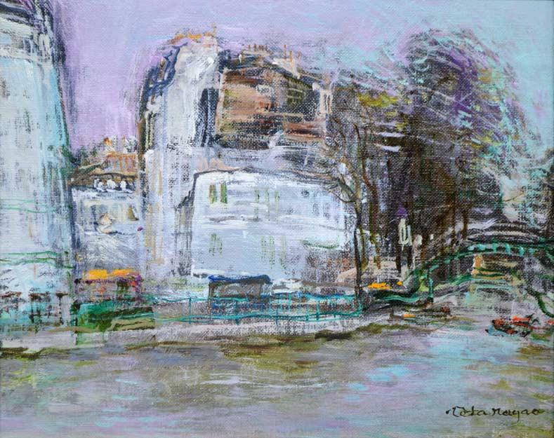 長尾淘太「サンマルタン運河」油絵・F3号 作品全体画像