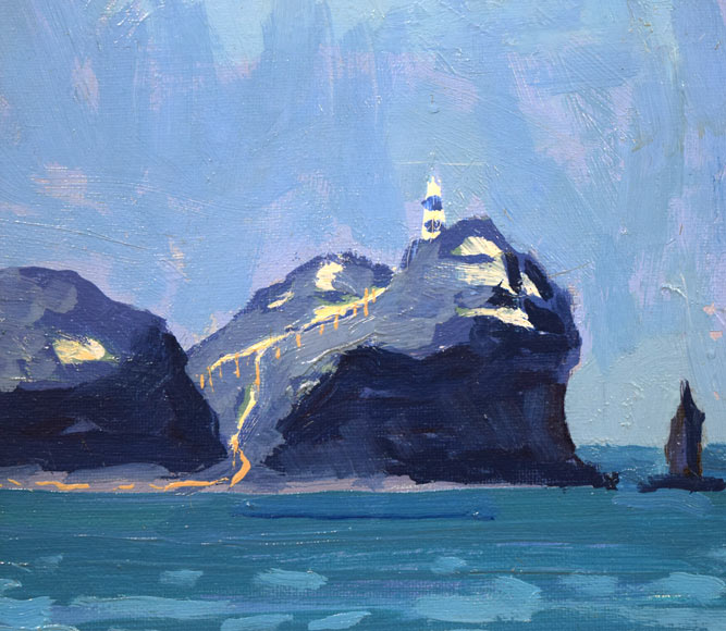 内藤一男「神威岬と水無し岩(積丹)」油絵・F8号 拡大画像1