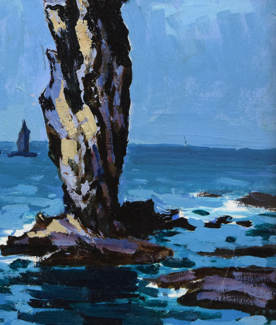 内藤一男「神威岬と水無し岩（積丹）」油絵・F8号　拡大画像3