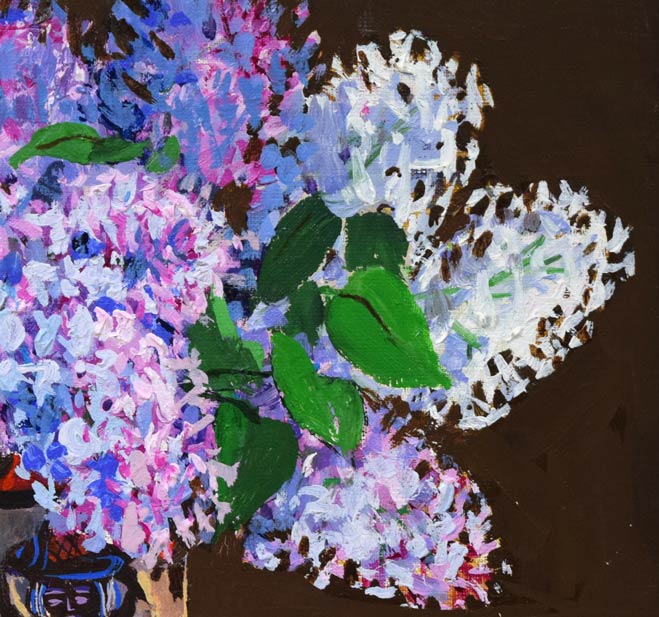 内藤一男「ライラック」油絵・F6号 拡大画像2