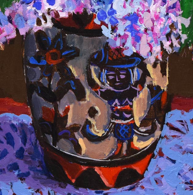 内藤一男「ライラック」油絵・F6号 拡大画像3