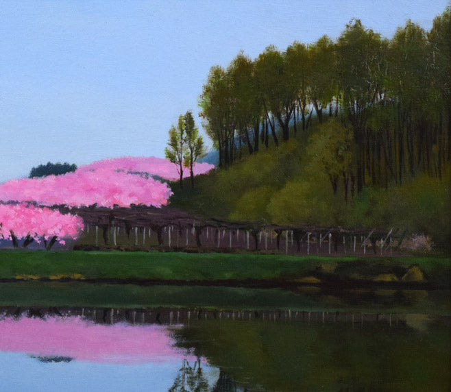 内藤綱男「池のほとり」油絵・P10号 拡大画像3