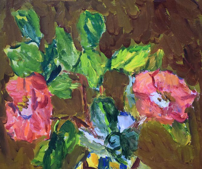 中川一政「椿」油絵・F6号 拡大画像1