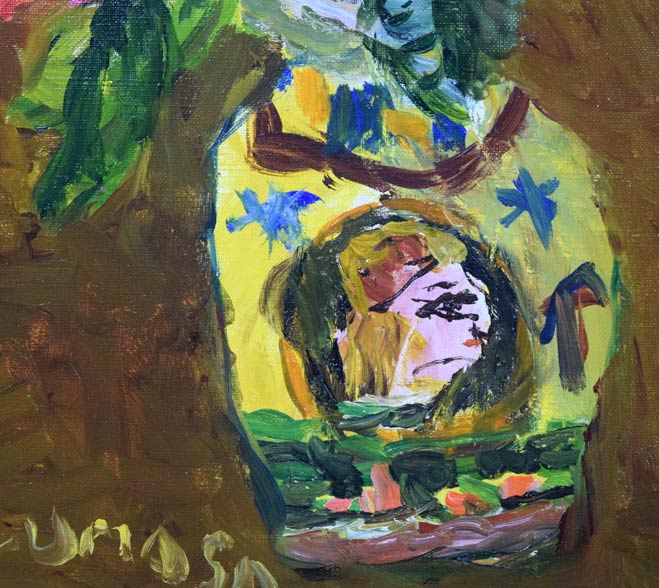 中川一政「椿」油絵・F6号 拡大画像2