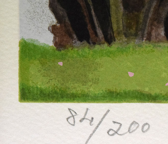 中島千波「臥龍櫻」シルクスクリーン版画 限定番号(ed,84/200)