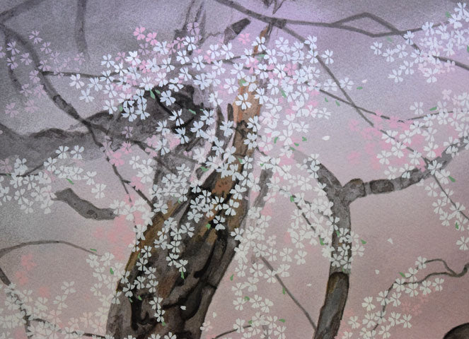 中島千波「臥龍櫻」シルクスクリーン版画 拡大画像1