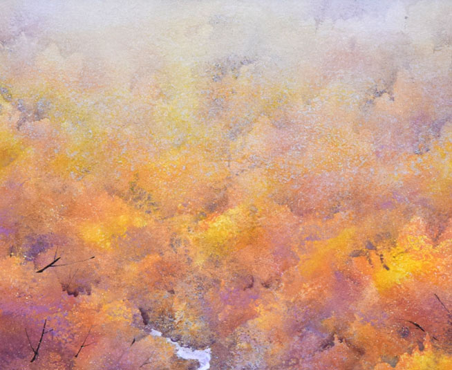 中嶌虎威「渓声」日本画・P10号 拡大画像2