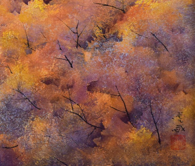 中嶌虎威「渓声」日本画・P10号 拡大画像4