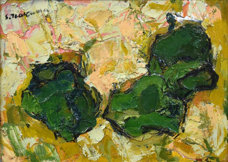 中間冊夫「ピーマン」油絵・F4号 作品全体拡大画像