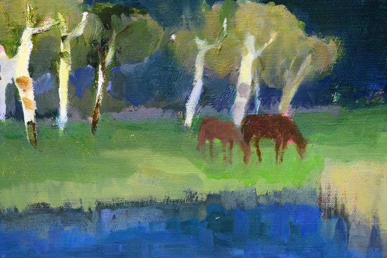 中本 昭平「残雪の山野(襟裳百人浜)」油絵・F10号 拡大部分1