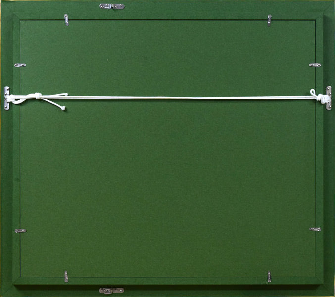 中本 昭平「残雪の山野(襟裳百人浜)」油絵・F10号 額縁裏側部分