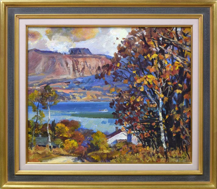 中本昭平「支笏湖晩秋(樽前山)」油絵・F8号