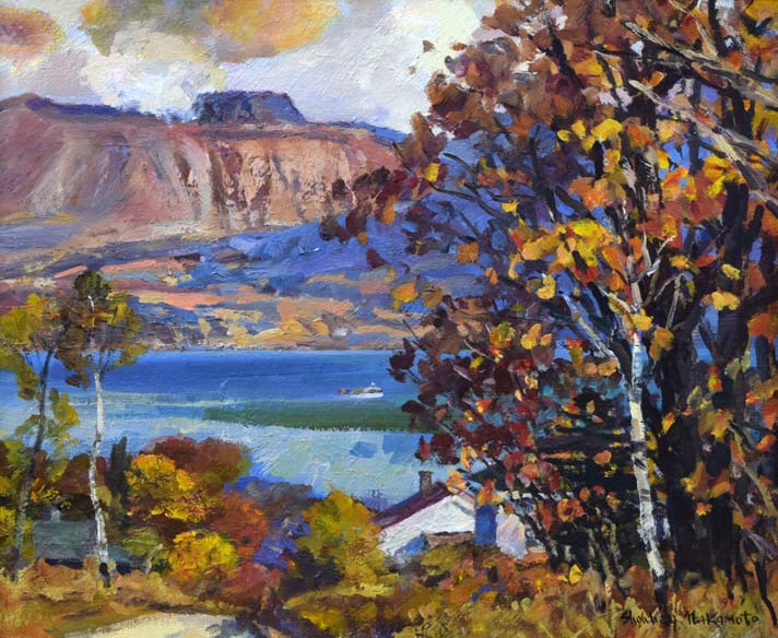 中本昭平「支笏湖晩秋(樽前山)」油絵・F8号 作品全体拡大画像