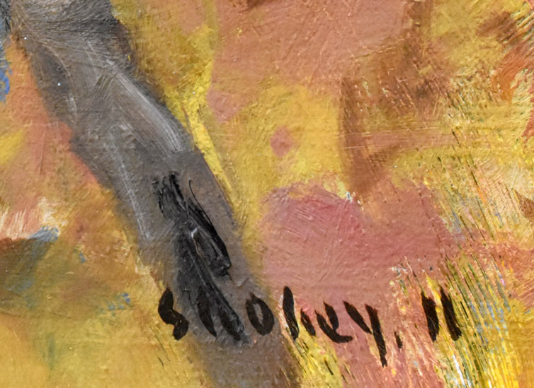 中本昭平「晩秋の大雪山」油絵・F10号 サイン部分