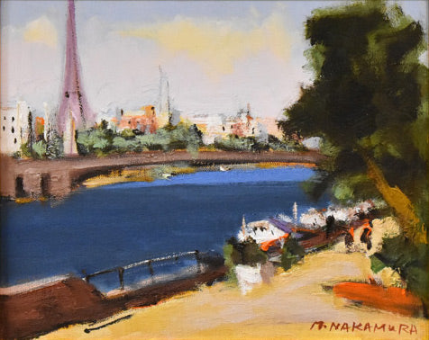 中村勝「セーヌ(フランス)」油絵・F3号 作品全体拡大画像