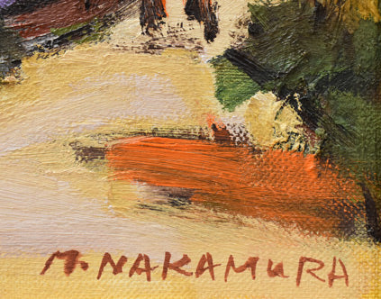 中村勝「セーヌ(フランス)」油絵・F3号 サイン部分拡大画像