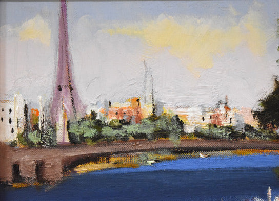 中村勝「セーヌ(フランス)」油絵・F3号 拡大画像1