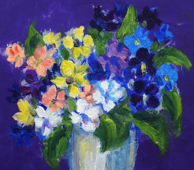 中村静子「花」油絵・SM 拡大画像1