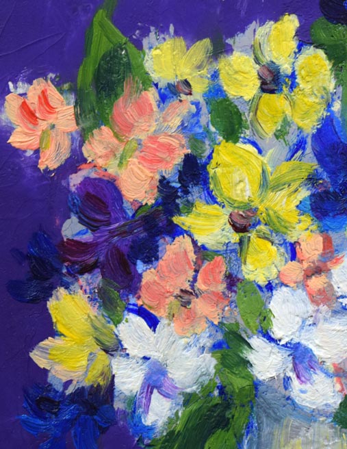 中村静子「花」油絵・SM 拡大画像2