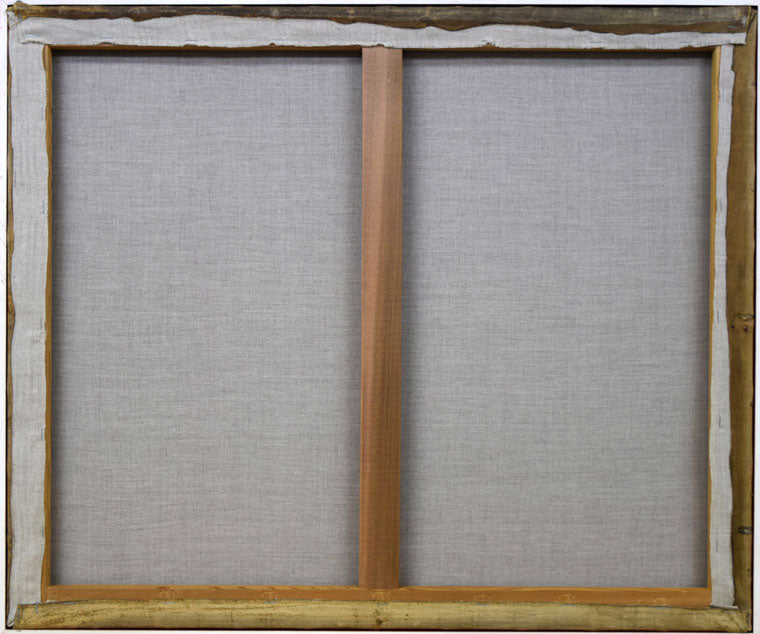 中村善策「北海道風景画」油絵・F20号 キャンバス裏側部分